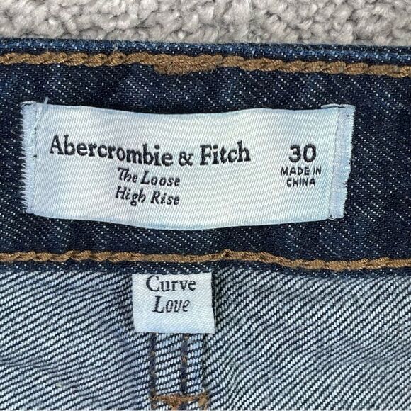 Abercrombie & Fitch Jeans Women's 30 Blue Straight Loose High Rise Dark Denim - Picture 5 of 12